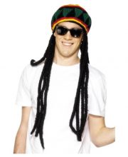 Peruca rasta cu fes si dreduri lungi bruneta