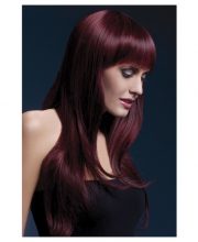 Peruca Sienna lunga cu breton rosu-brunet