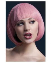 Peruca Mia bob cu breton roz pastel