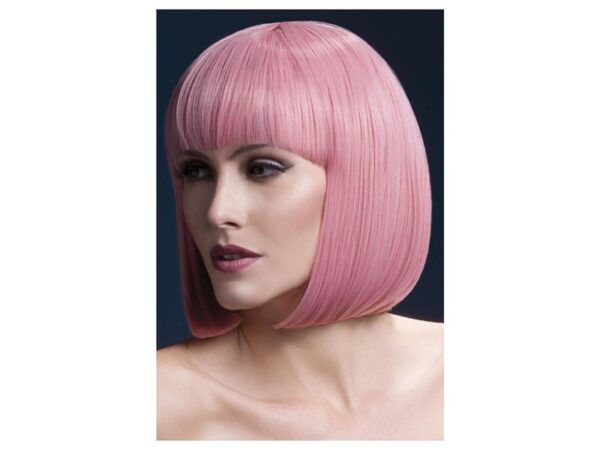 Peruca Elise bob cu breton roz pastel