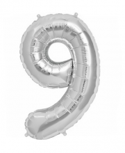 Balon cifra 9 argintiu (95 cm)