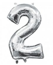 Balon cifra 2 argintiu ( 40 cm )