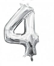 Balon cifra 4 argintiu ( 40 cm )