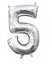 Balon cifra 5 argintiu ( 40 cm )