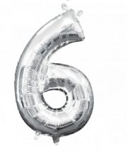 Balon cifra 6 argintiu ( 40 cm )