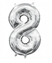 Balon cifra 8 argintiu ( 40 cm )
