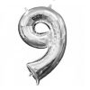 Balon cifra 9 argintiu ( 40cm )