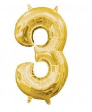 Balon cifra 3 auriu ( 40 cm )