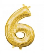 Balon cifra 6 auriu ( 40 cm )