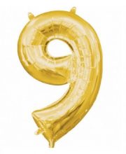 Balon cifra 9 auriu ( 40cm )