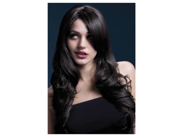 Peruca Nicole lunga saten inchis