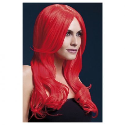 Peruca Khloe lunga rosu neon