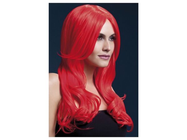 Peruca Khloe lunga rosu neon