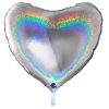 Balon folie inima argintie holografic