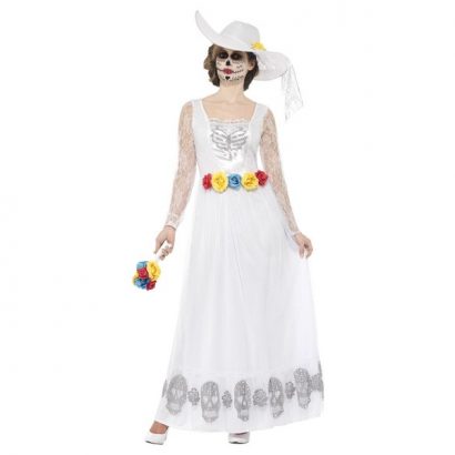 Costum Halloween rochie alba mireasa mortilor