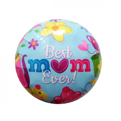 Balon rotund bleu Best mom ever