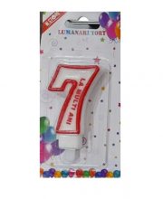 Lumanare cifra 7 contur rosu