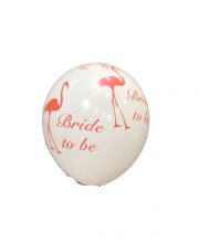 Balon latex bride to be alb cu flamingo rosu