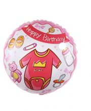 Balon Happy Birthday Roz cu hainute