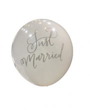 Balon latex just married alb