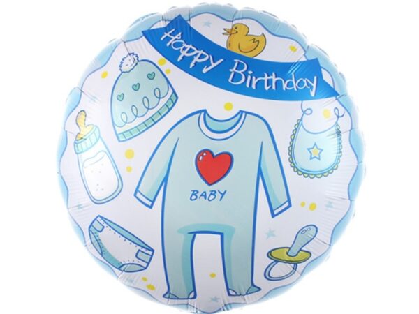 Balon Happy Birthday Bleu cu hainute
