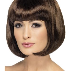 Peruca saten bob cu breton