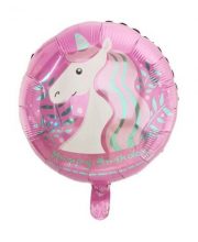 Balon folie unicorn happy birthday roz cu argintiu