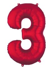 Balon cifra 3 rosu (95 cm)