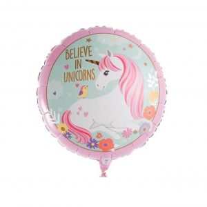 Balon folie rotund unicorn Belive in Unicorns