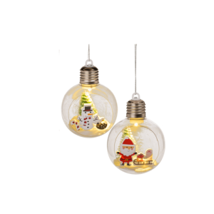 Glob LED din plastic cu peisaj de Craciun