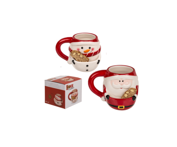 Cana din ceramica cu compartiment pentru biscuiti