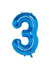 Balon cifra 3 albastru azur (95 cm)