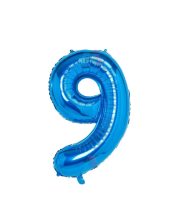 Balon cifra 9 albastru azur (95 cm)