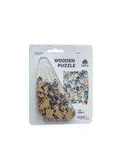 Mini puzzle lemn Cat Party