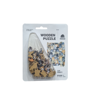 Mini puzzle lemn Cat Party