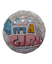 Balon folie rotund colorat "it`s a girl"