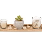 Tava din lemn natural cu accesorii
