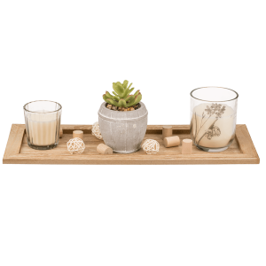 Tava din lemn natural cu accesorii
