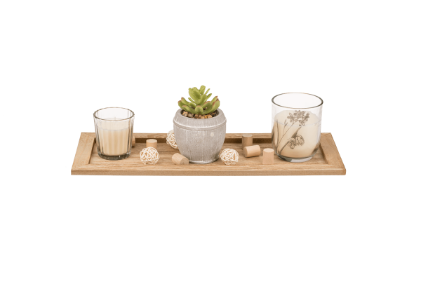 Tava din lemn natural cu accesorii
