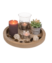 Suport din lemn natural cu accesorii