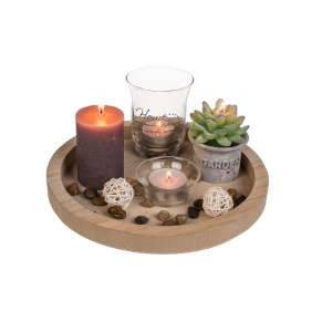 Suport din lemn natural cu accesorii