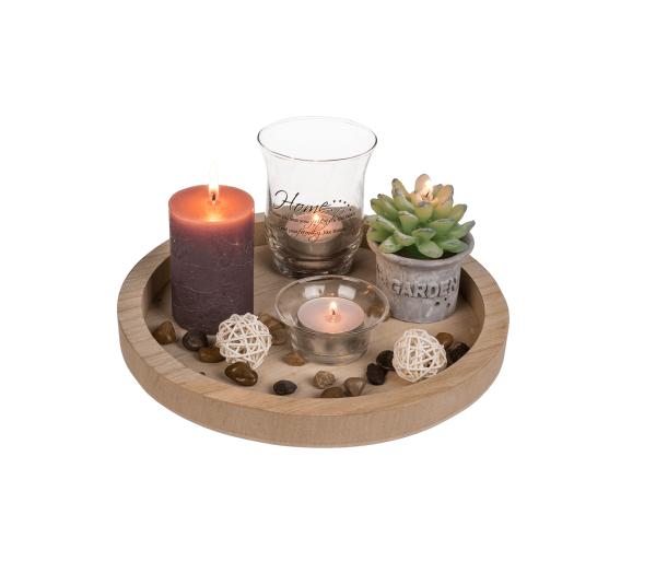 Suport din lemn natural cu accesorii