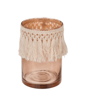 Suport din sticla pentru lumanari, stil boho