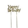 Topper pentru tort "Happy Birthday" auriu metalic