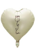 Balon folie inima crem cu trandafir