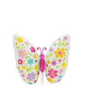 Balon folie fluture alb cu floricele