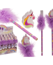 Creion Unicorn Pufos cu Radiera