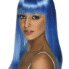 Peruca neon Glamour cu par lung, Albastru UV
